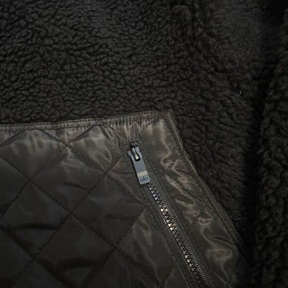 Alo Yoga Sherpa Edge Bomber Black Size S - Picture 7 of 11